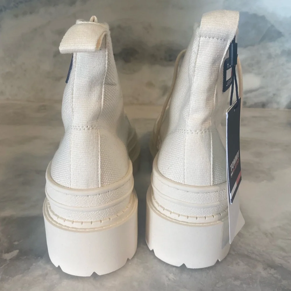 BRAND NEW: white Tommy boots. Bought from England. 100% organic cotton. - Picture 2 of 5